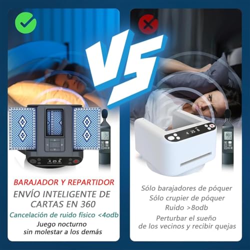 Meanton Barajador de Cartas Automatico, Repartidor de Cartas Automatico, Barajadora Automática de Póquer, Distribuidor Automático con Rotación de 360, Barajadoras y Repartidoras Automáticas 2 en 1