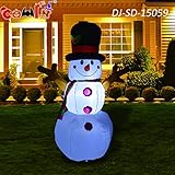 GOOSH 5 Foot Tall Inflatable Snowman Christmas Masters Inflatable Snowman with Branch Hand LED Lights Indoor-Outdoor Yard Lawn Decoration - Cute Fun Xmas Holiday Blow Up Party Display
