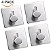 JISIMI x225 3M Self Adhesive Hooks, 304 Stainless Steel Closets Coat Towel Robe Hook Rack Wall Mount for Bathroom and Lavatory by (4 Pack)