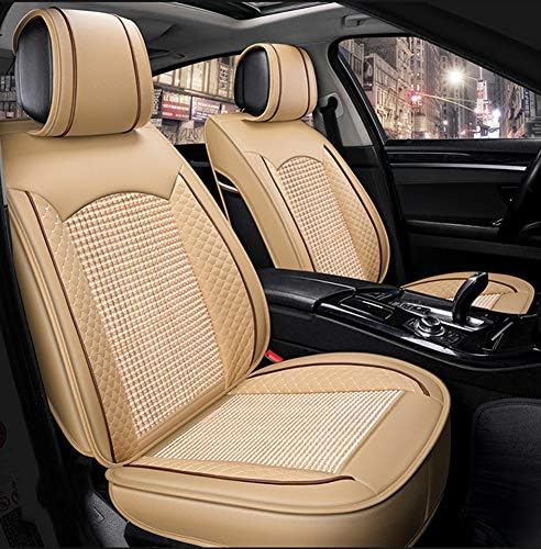 ZJYHYF Ice Silk Car Seat Cover Leather for Volkswagen BMW E46 E60 E90 Audi A3 A4 B8 Ford Focus Fiat Skoda Rapid Accessories Car Styling,Beige