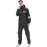 RAINFREEM Waterproof Rain Suit for Women, Durable Rain Jacket and Pants 2 Piece Rain Gear Outdoor Reflective Raincoat