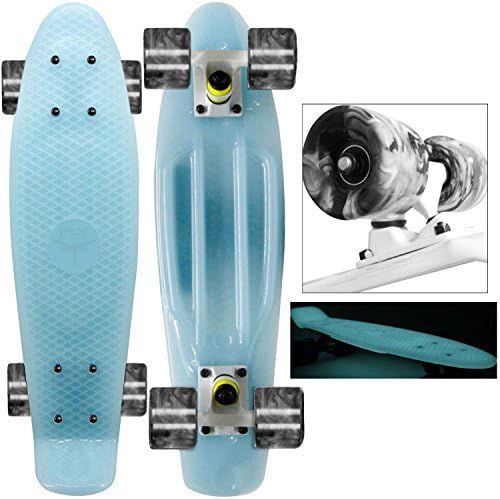 "Blue" Glow in the Dark with Swirl Wheels - 22" Penny Style Mini Cruiser Board