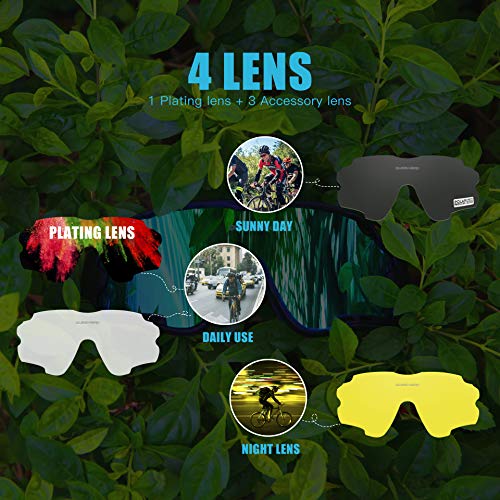 Queshark HD Gepolariseerde UV-bescherming Fietsbril Fietsbrillen voor Road MTB Bike 4 Lens - Image 5