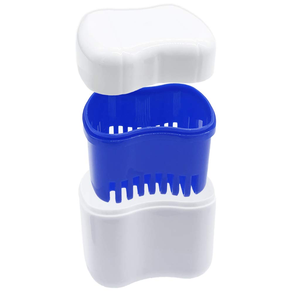 4 Pack Denture Box Case, Dentures Cup Bath Retainer Container with Stainer Basket, Denture Retainer Holder for Travel, Retainer Cleaning, Safeguard Dentures : Beauty