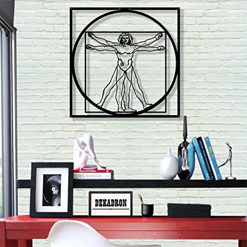 DEKADRON Metal Wall Art- Vitruvian Man-3D Wall Silhouette Metal Wall Decor Home Office Decoration Bedroom Living Room Decoration (28" W x 28" H/71x71cm)