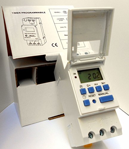 Brain.com Timer Digitale PROGRAMMABILE 12V 12 Volt Guida DIN per Caccia Nautica E Solare TEMPORIZZATORE