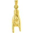 Jewelry America 14k Solid Yellow Gold Peace Sign Pendant - Dainty, No Gemstone, 1.05 Inch, For Chains Up To 3mm - View #5