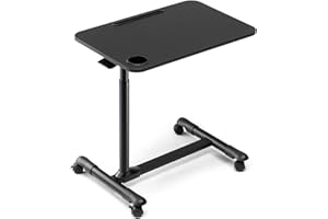 ETHU Overbed Table with Wheels, Rolling Tray Table, Hospital Bed Table, Adjustable Overbed Bedside Rolling Laptop Table (Black)