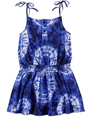 Little Girls' Tie Dye Jersey Dress (Royal Blue)