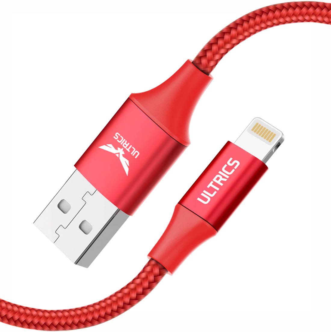 ULTRICS iPhone Charging Cable 2M, (Apple MFi Certified) USB A to Lightning Lead, Nylon Braided Fast Data Sync Cord Compatible with iPhone 11 Pro/XS Max/XR/X/ 8/7/ 6s/ 6 Plus/ 5s, iPad, iPod- Red