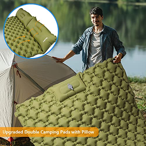 VECUKTY Double Camping Sleeping Pad, Upgraded Foot Press Inflatable