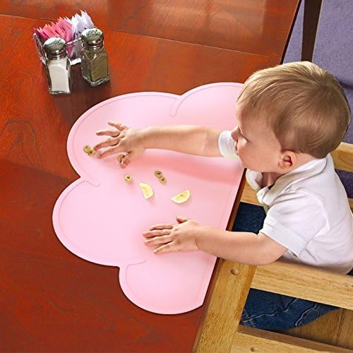 Baby Placemats Kid Table Mat Non Slip Silicone Cloud Placemat Washable Dinnerware Table Mat Portable by HANBUN HK040