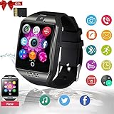 Smartwatch, Bluetooth Smart Watch Sleep Monitor Touch Screen with SIM & SD Card Band with Pedometer Compatible with Android/iOS/Samsung/Huawei/HTC/Sony/Nexus Men Women(Black)