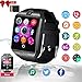Smartwatch, Bluetooth Smart Watch Sleep Monitor Touch Screen with SIM & SD Card Band with Pedometer Compatible with Android/iOS/Samsung/Huawei/HTC/Sony/Nexus Men Women(Black)
