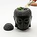 Omonic Porcelain Zen Garden Yoga Meditation Black Thai Buddha Head Statue Essential Oil Burner Home Decor (Black)