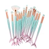 Mermaid Makeup Eye Brushes Set Cinidy 15pcs 3D Mermaid Eye Brush Cosmetic Brushes Eyeshadow Eyeliner Blending Pencil Makeup Brush Beauty Tools