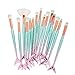 Apr.Fairy Mermaid Makeup Eye Brushes Set 15pcs 3D Fish Scale Brush Kit Eyeshadow Eyeliner Eyebrow Blending Pencil Beauty Tools