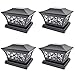 iGlow 4 Pack Black 6 x 6 Solar Post Light SMD LED Deck Cap Square Fence Outdoor Garden Landscape PVC Vinyl Wood