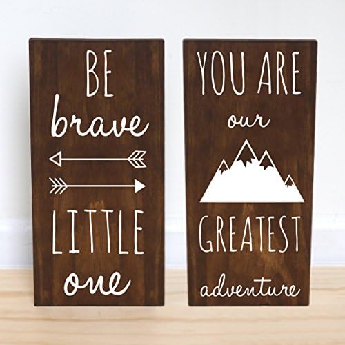 Mountain Nursery Decor, Be Brave Little One, You Are Our Greatest Adventure, Set of 2