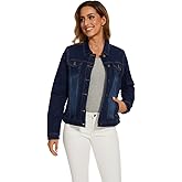 J.Corrine Women's Stretchy Denim Jacket Long Sleeve Vintage Basic Trendy Button Up Trucker Jean Jackets