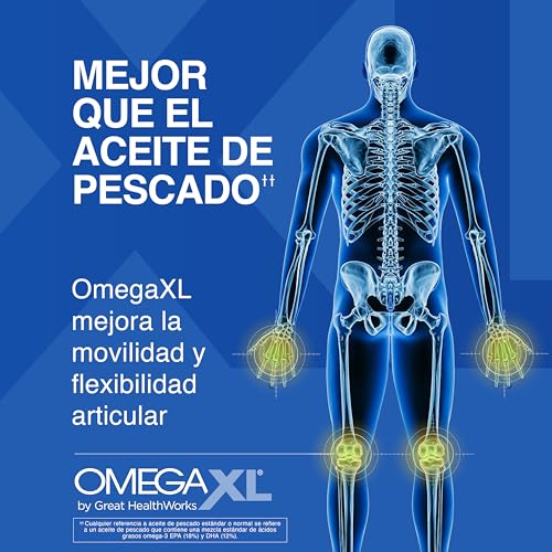 Suplemento de apoyo articular OmegaXL, para alivio - Suplemento muscular natural, aceite de mejillón de labios verdes, capsulas de gel blandas, sin fármacos, 60 unidades