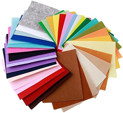 ULAKY 42PCS DIY Polyester Soft Felt Fabric Squares Sheets DIY Craft Sewing Squares Nonwoven Patchwork
