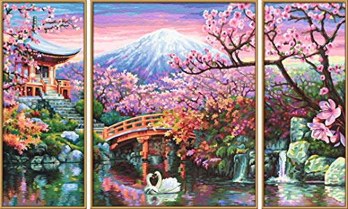 Schipper 609260751 Malen nach Zahlen - Kirschblüte in Japan - Bilder malen für Erwachsene, inklusive Pinsel und Acrylfarben, Triptychon, 50 x 80 cm – Bild 3