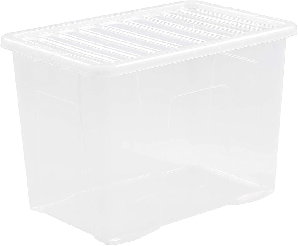 Wham Crystal 4 x 80L Stackable Plastic Storage Boxes with Lids UK Made