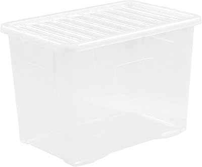 Wham Crystal 4 x 80L Stackable Plastic Storage Boxes with Lids UK Made