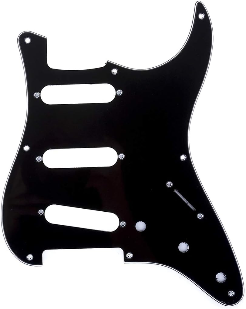 Musiclily Pro 8-Hole 50s 57 Vintage Style Strat SSS Guitar Pickguard for American Stratocaster 3Ply Black