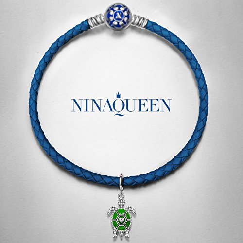 NINAQUEEN Turtle 925 Sterling Silver Green Dangle Pandöra Charms Pendant Charm Fit European Pandöra Bracelets Necklace Birthday for Her Teen Girls Kids Mothers Day Women Wife Daughter Sisters - Thumbnail 2
