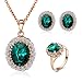 Yoursfs Green Emerald Bridal Jewelry Set Oval Shape Wedding Jewelry Bridesmaid Necklace Earrings