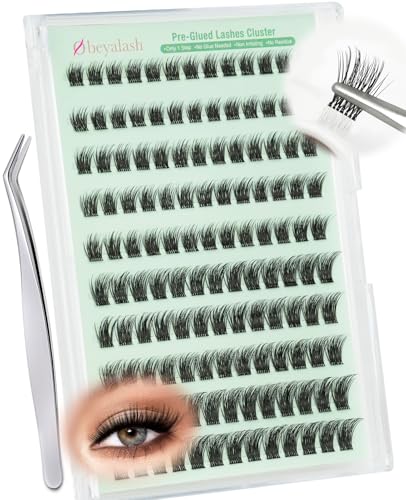Obeyalash YLB09 Press E Go Lashes 130 Self-Adhesive Cluster Lashes Press and Go Lashes Wispy C Curl 8-14mix No Glue Eyelashes Self Adhesive Eyelash Natural Stick On Lash Resuable (YLB09)