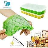 Ice Cube Trays with Lids,TaoTens 2 Pack Food Grade Silica Gel Flexible and BPA Free 74 Cubes Ice Trays with Lid Stackable Mini Cocktail Whiskey Ice Cube Mold Storage Containers(Green&amp;Yellow)