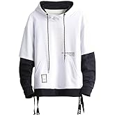 GURUNVANI Contrast Color Pullover Hoodie Mens Patchwork Hoodies Men