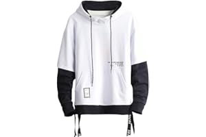 GURUNVANI Contrast Color Pullover Hoodie Mens Patchwork Hoodies Men