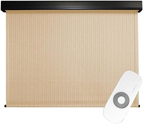 SeaSun 48 in. W x 96 in. L Clearwater Premium PVC Fabric Exterior Roller Shade Motor/Remote Operated with Protective Val