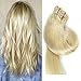 Remy Human Hair Blonde Clip in Hair Extensions 70g 7pcs Invisible #60 Platinum Blonde Human Hair Extension Double Weft Straight Blonde Real Hair Clip in Extensions for Thin/Fine Hair 18 Inch