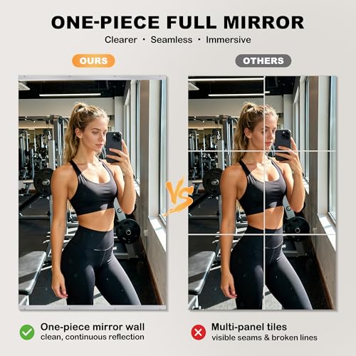 Inbenioso 84''x46'' Exercise Mirror for Home Gym Full Length, Garage Gym Wall Mirror, Large Workout Mirrors Frameless Tempered Glass for Gym, Yoga, Bedroom, Dance Studio, Living Room
