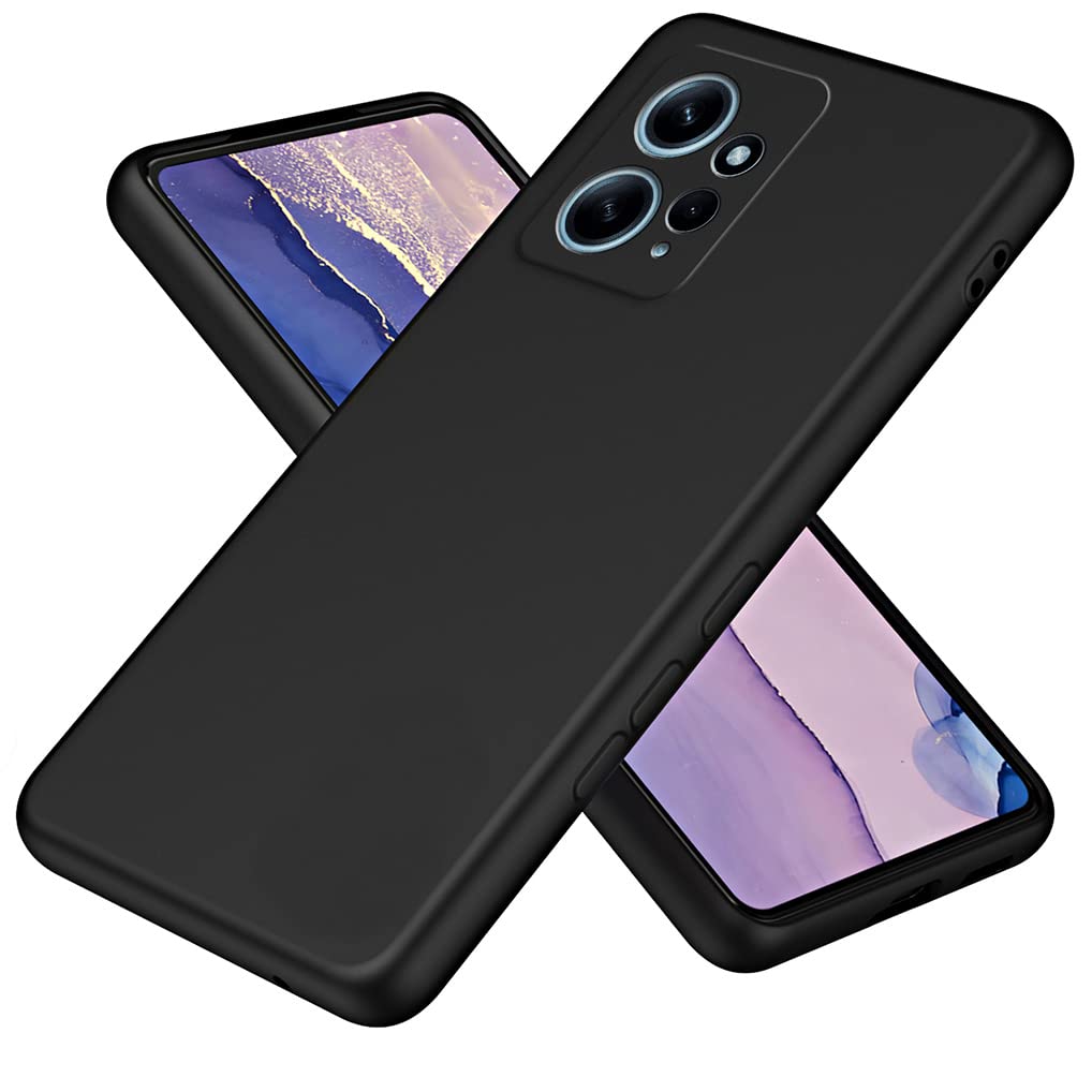 SEAHAI Case for Xiaomi Redmi Note 12 4G, Ultra Slim Shockproof Liquid Silicone Phone Cover with Soft Anti-Scratch Microfiber Lining, Silky-Soft Touch Full-Body Protective Case - Black