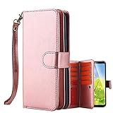 Galaxy S8 Case, LONTECT PU Leather 9 Card Slot Wallet Folio Case with Detachable Magnetic Hard Case for Samsung Galaxy S8 - Rose Gold