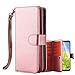 Galaxy S8 Case, LONTECT PU Leather 9 Card Slot Wallet Folio Case with Detachable Magnetic Hard Case for Samsung Galaxy S8 - Rose Gold