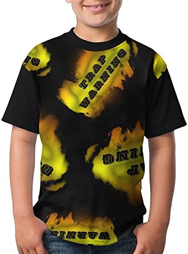 Fortnite-Trap-Warning Boy Youth 3D Printing Casual Round Neck T Shirts Funny Short-Sleeve T-Shirts