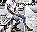 DEITP Men's Blue Distressed Destroyed Ripped Slim Fit Skinny Stretch Denim Jeans, Ripped Blue, W34