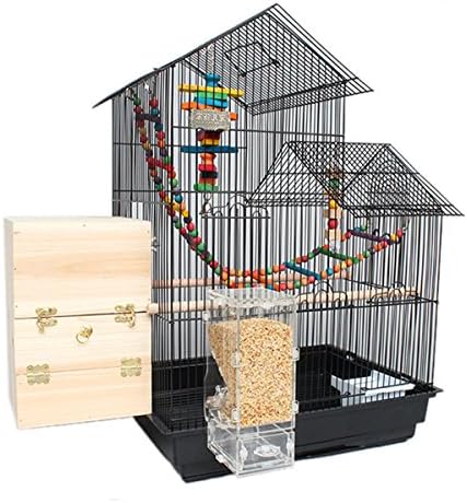 Ease Cleanup No Mess Integrated Automatic Bird Parrot Box Feeder Seed Food Tank Container