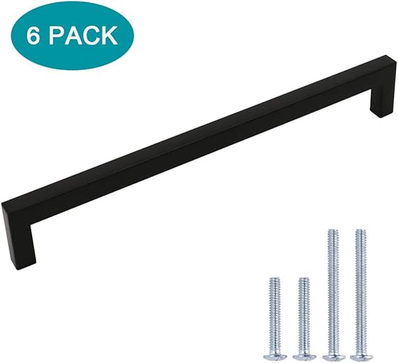 Wardrobe Handles Black Kitchen Cupboard Handles 288mm Hole Center 6