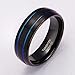 Greenpod 8mm Black Tungsten Ring for Men Blue/Rose Gold/Silver Thin Groove Line Dome Brushed Comfort Fit Size 7-15
