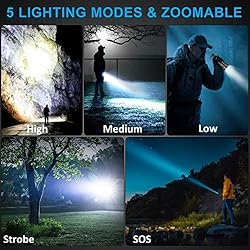 Rechargeable LED Flashlights High Lumens, 120000