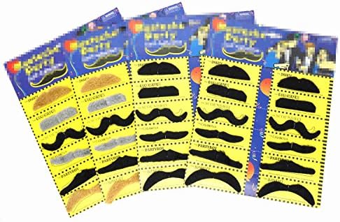 PrettyFNT 48PCS Multi Color Novelty Fake Mustaches, Self Adhesive Mustaches, Mustache Party Supplies for Masquerade Party&amp;Performance