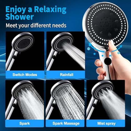 LETOUR Stainless Steel Handheld Shower Head Set, 5.12in, 3 Spray Settings Wall-Mounted ABS Chrome Finish with Silicone Nozzles – Ideal for Hotels & Home Bathrooms